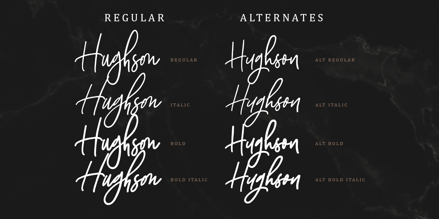 Beispiel einer Hughson Regular-Schriftart